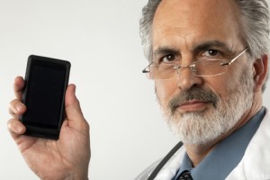 Doctor with mobile phone